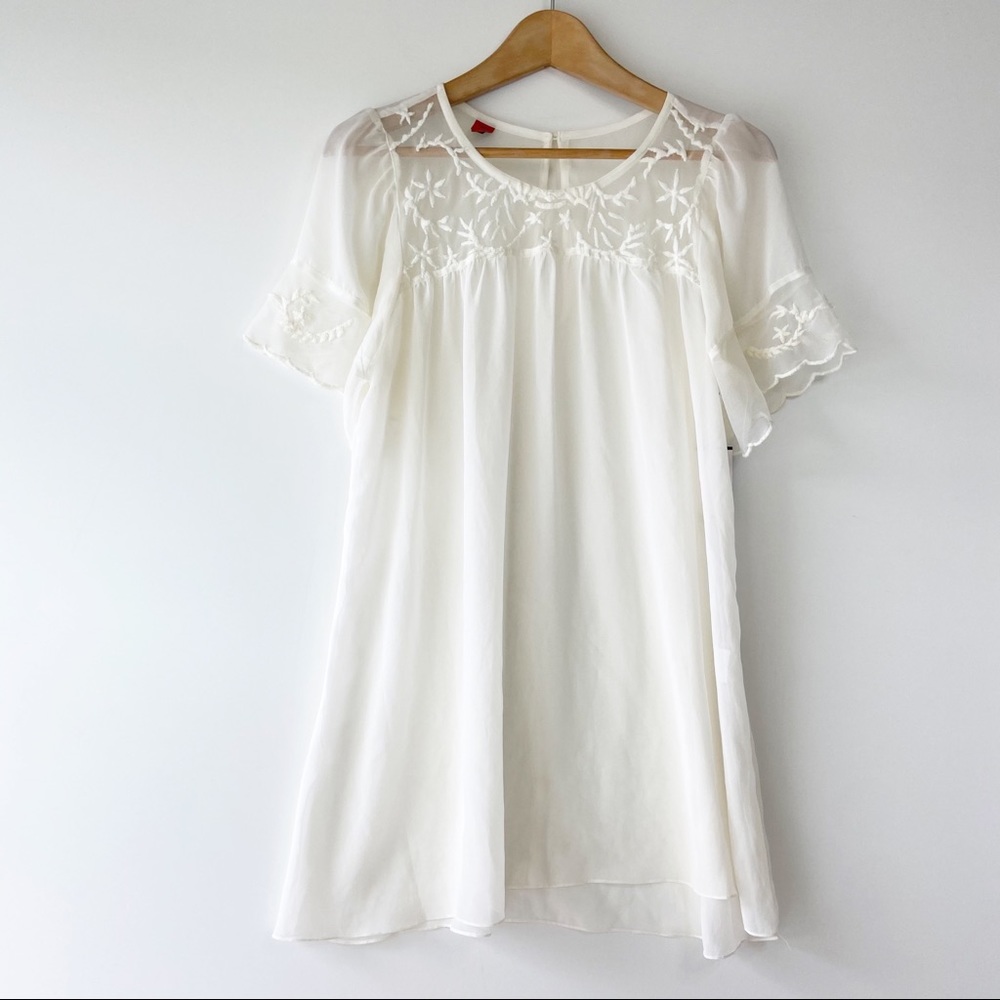 Farm Rio sheer cottagecore lace embroidered tunic